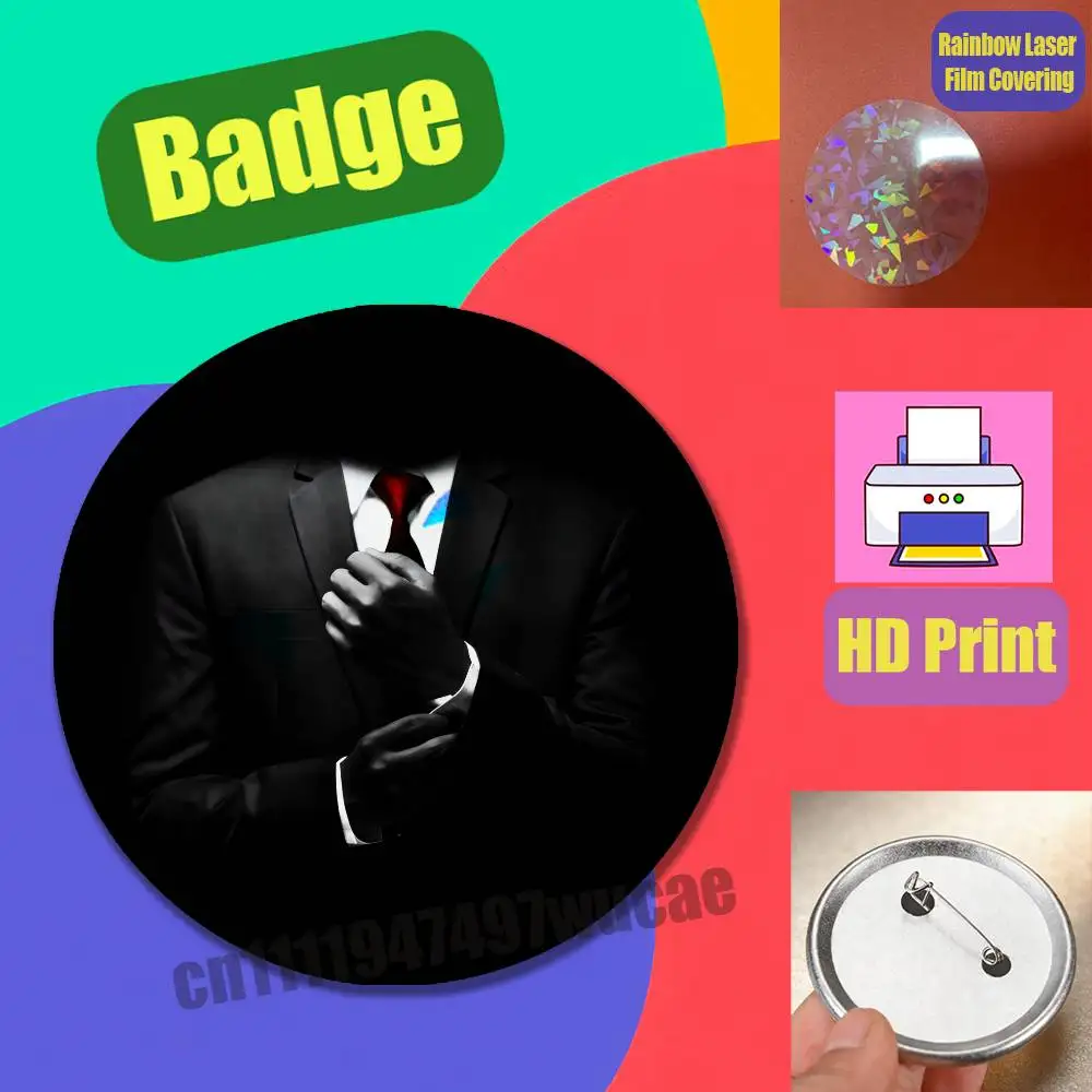 For Agent 47 Hitman Badge Cover Custom Pin Insignia Emblem Round Button 58mm 44mm Laser Film view 6
