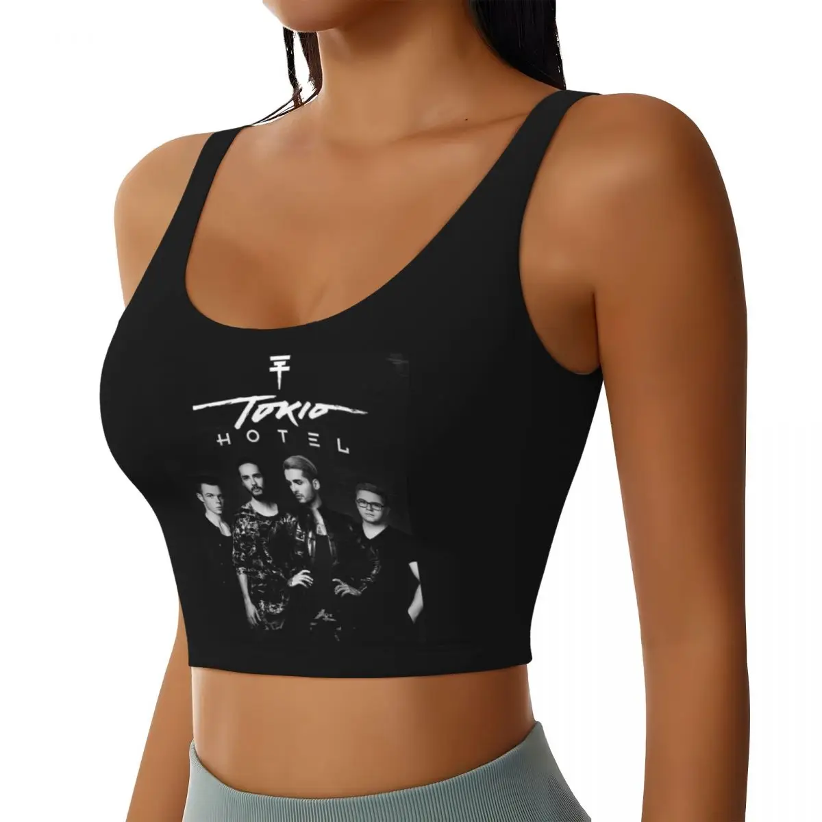 Custom Tokio Hotel High Impact Sports Bras Women's Pop Rock Band Seamless Workout Running Crop Tank Tops