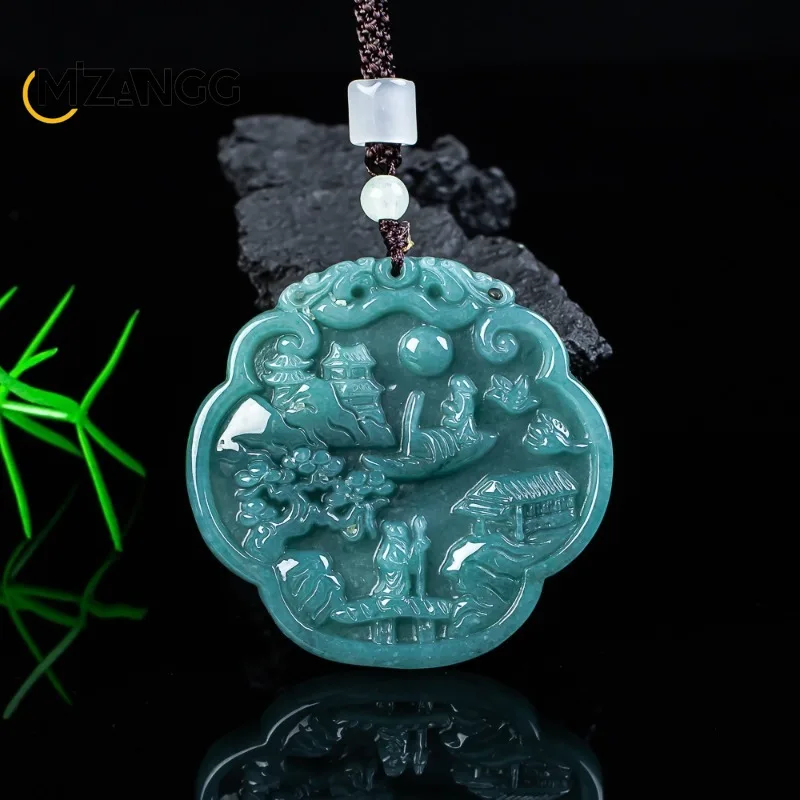 

Natural Jadeite Lily Auspicious and Prosperous Pendant Hand-carved By Skilled Artisans Fashion Luxury Jewelry for Men and Women