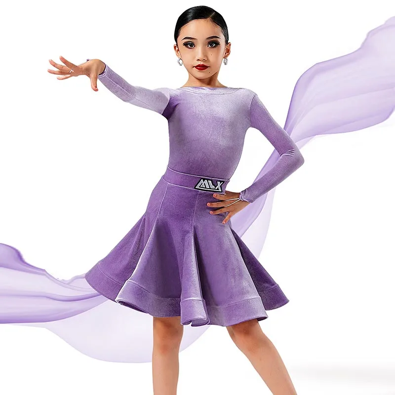 

Latin Dance Professional Competition Suit For Girls Cha Cha Stage Costume Rumba Samba Dancing Wear Kids Latin Practice Top Skirt