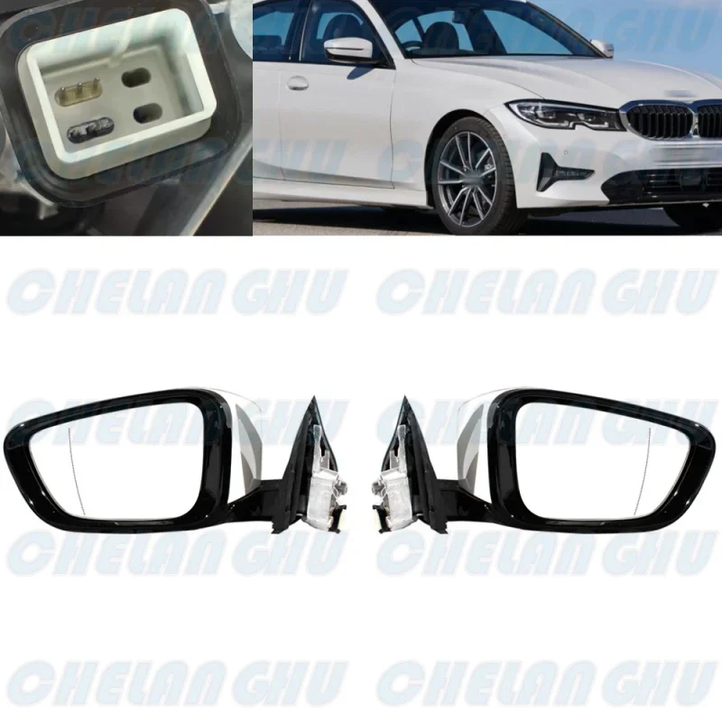 For BMW G20 G28 320i 330i 2019 2020 2021 2022 2023 1 Pair 5 Pins White Painted Power Adjust Auto Fold Memory Mirror Assembly