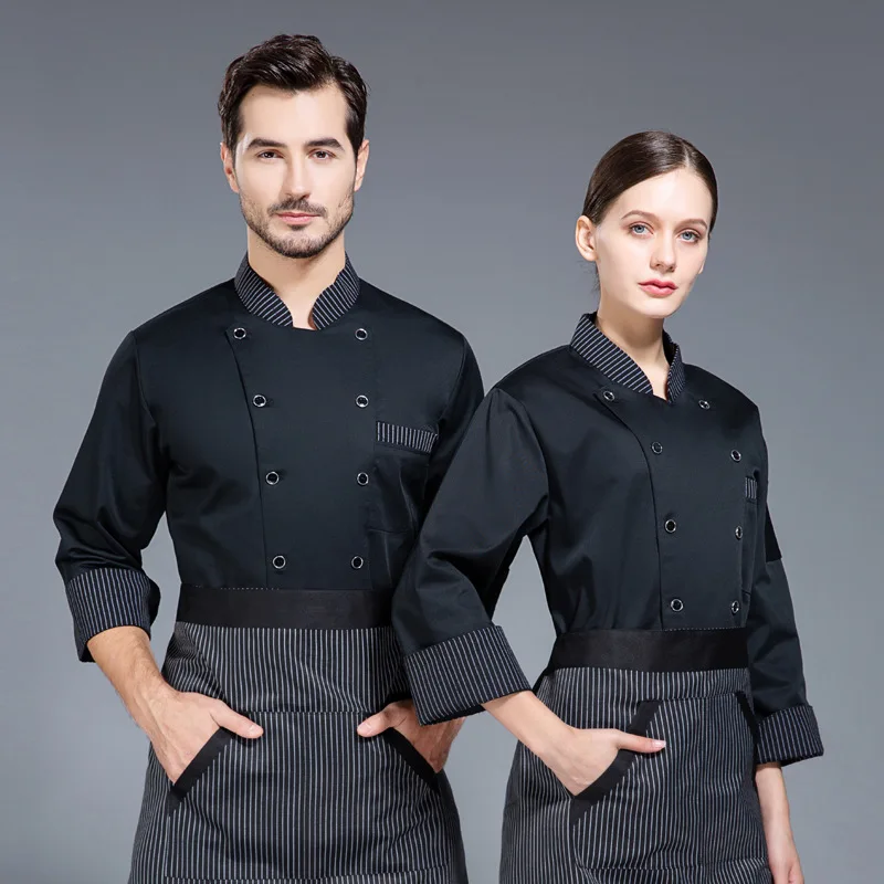  Overalls Men's Long Sleeve Autumn and Winter Dining Restaurant Rear Kitchen Clothes Cake Shop Baker Chef Uniform Wo