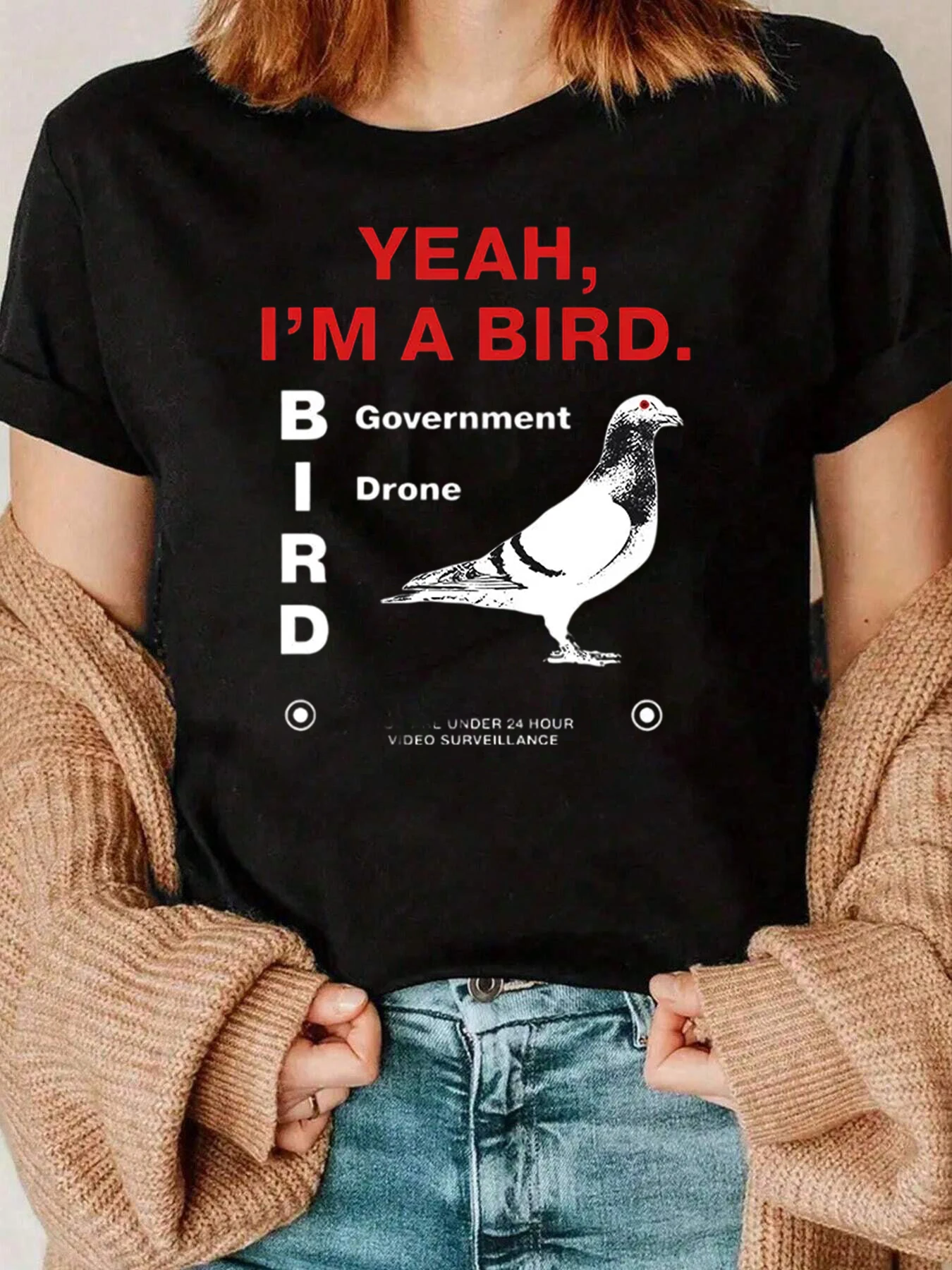 

Футболка Bird Government Drone с графическим принтом, повседневная одежда для женщин, 220 г