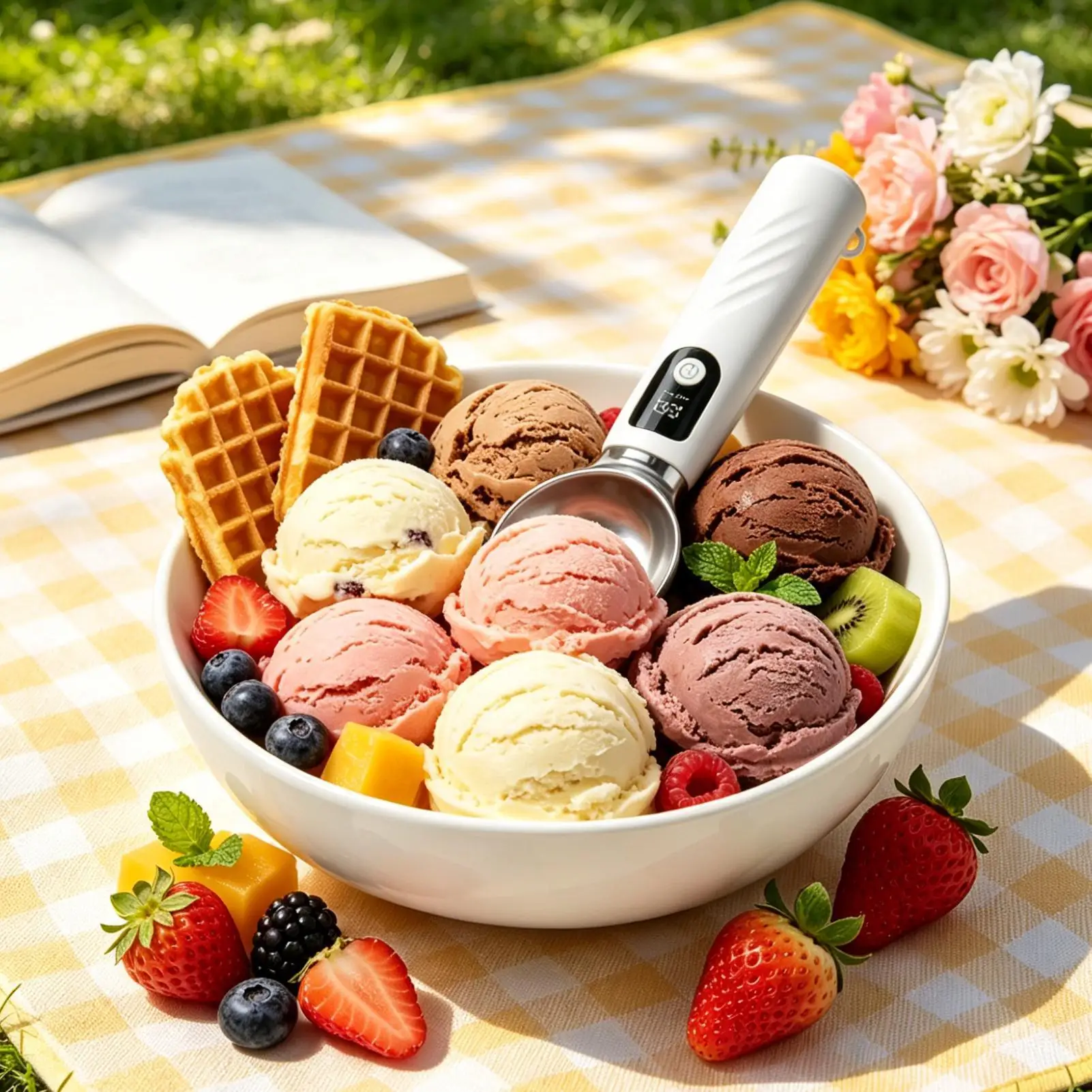 Heated Ice Cream Scoop Rechargeable Rechargeable Nonstick Scooper With Removable Battery Ice Cream Scoop With LED Displa