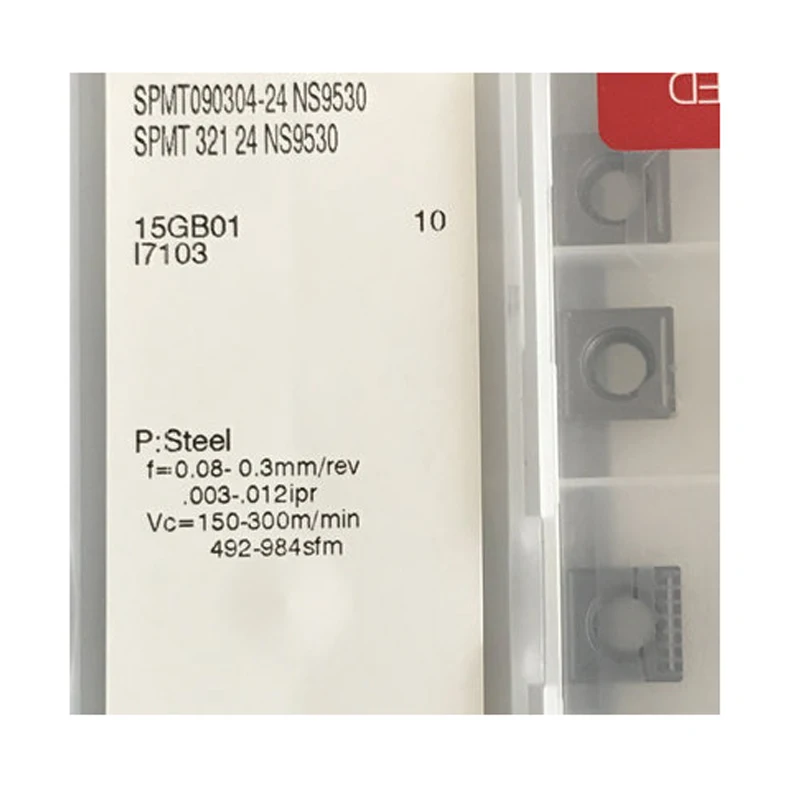 Piezas de acero para máquina de torneado CNC, insertos de carburo de corte Original, SPMT090304 SPMT090308 SPMT SPMT09 24 PS NS9530 / T9125