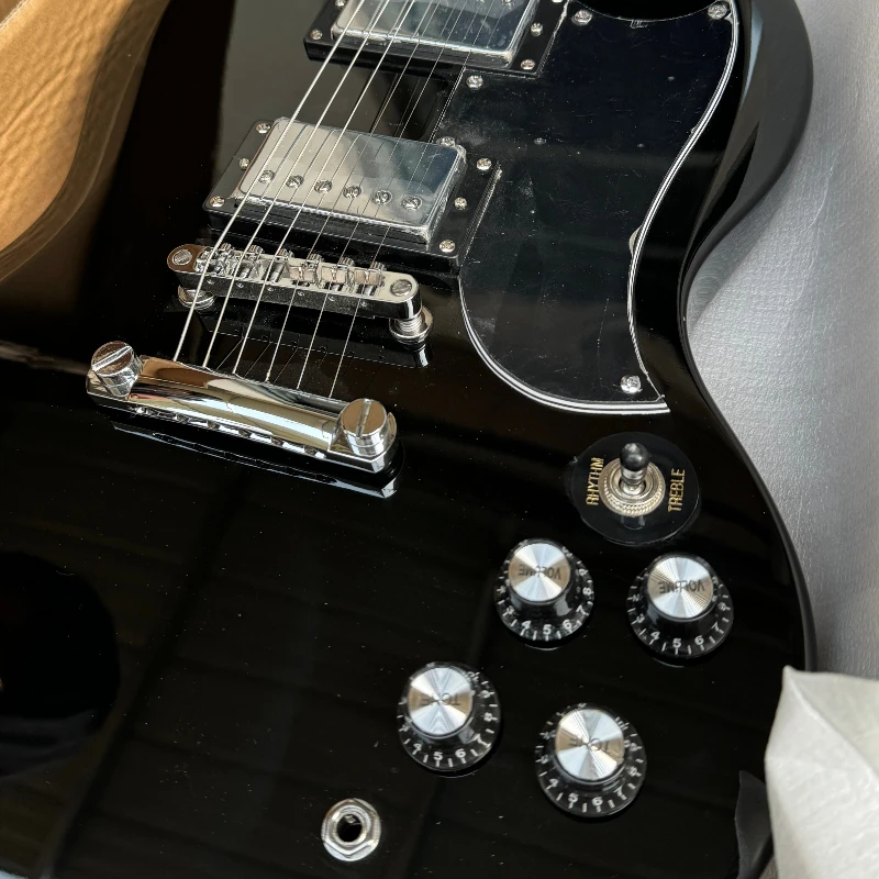 

40 Inch Black Metal Electric Guitar Large Flowerpot Shape 22 Tone Rosewood Fingerboard Novice Style Versatile Fixed Bridge