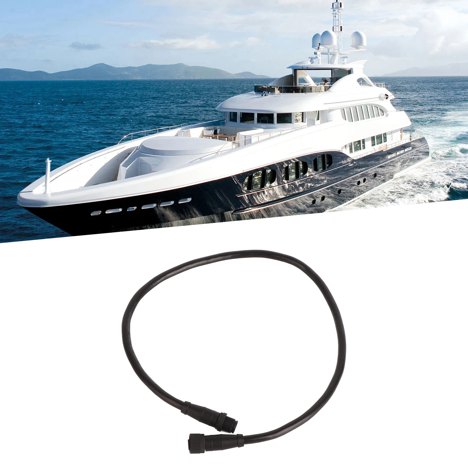 NMEA 2000 Cable Connector 0.5m 5-Pin IP67 Waterproof Marine GPS Accessory for Lowrance Networks