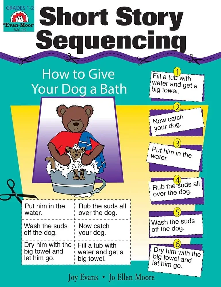 Evan-Moor Short Story Sequencing, Grades 1-2 Workbook,aged 5 6 7 8, English book 9781557990297