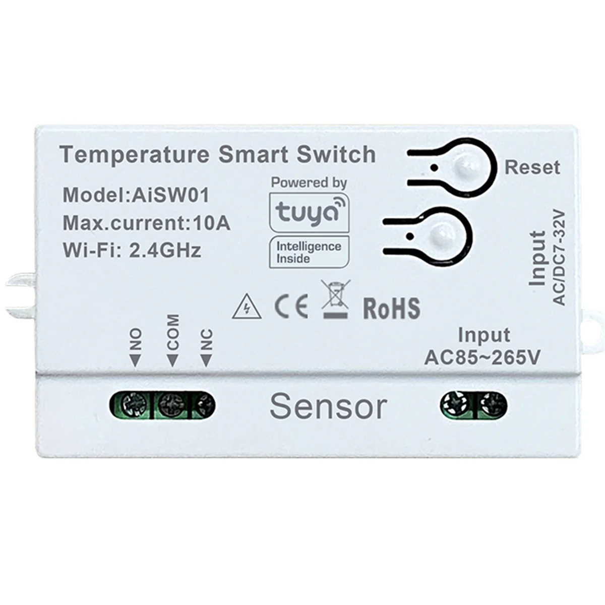 AB53 Tuya WiFi Temperature Switch Sensor 2.4G WiFi Temperature Switch Sensor Smart Switch with 1M Temperature Probe