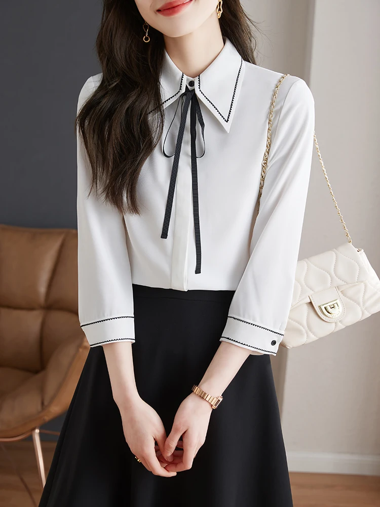 

half sleeve white shirts women office lady white tops