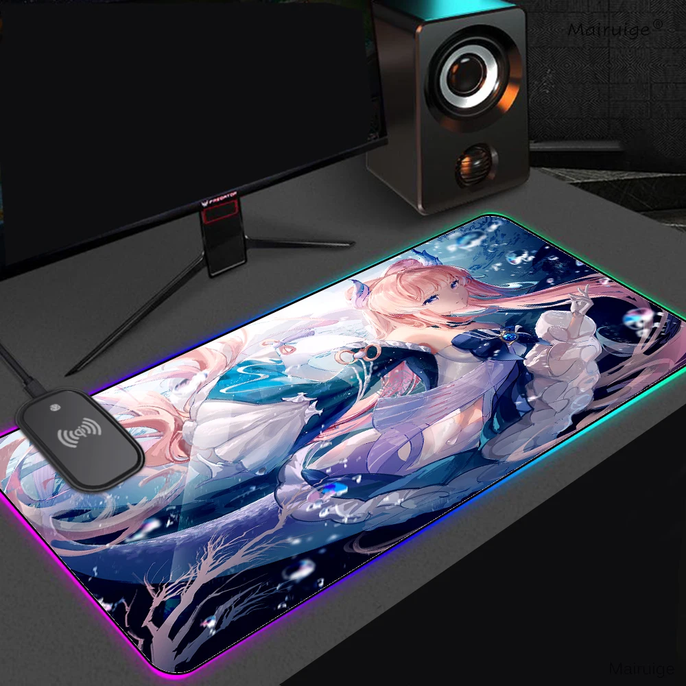 Genshin Impact Wireless Charging Mouse Pad Sangonomiya Kokomi Desk Mat Office Accessories Padding Carpet Extended Pad Gamer