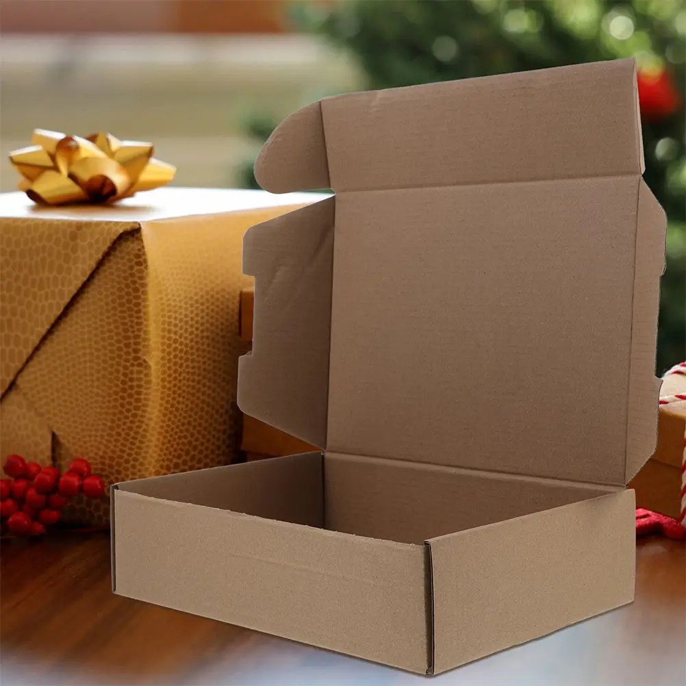 10 Pcs Paper Packaging Boxes Small Brown Mailing Cardboard Boxes for Shipping Moving Triple Layer Square Design