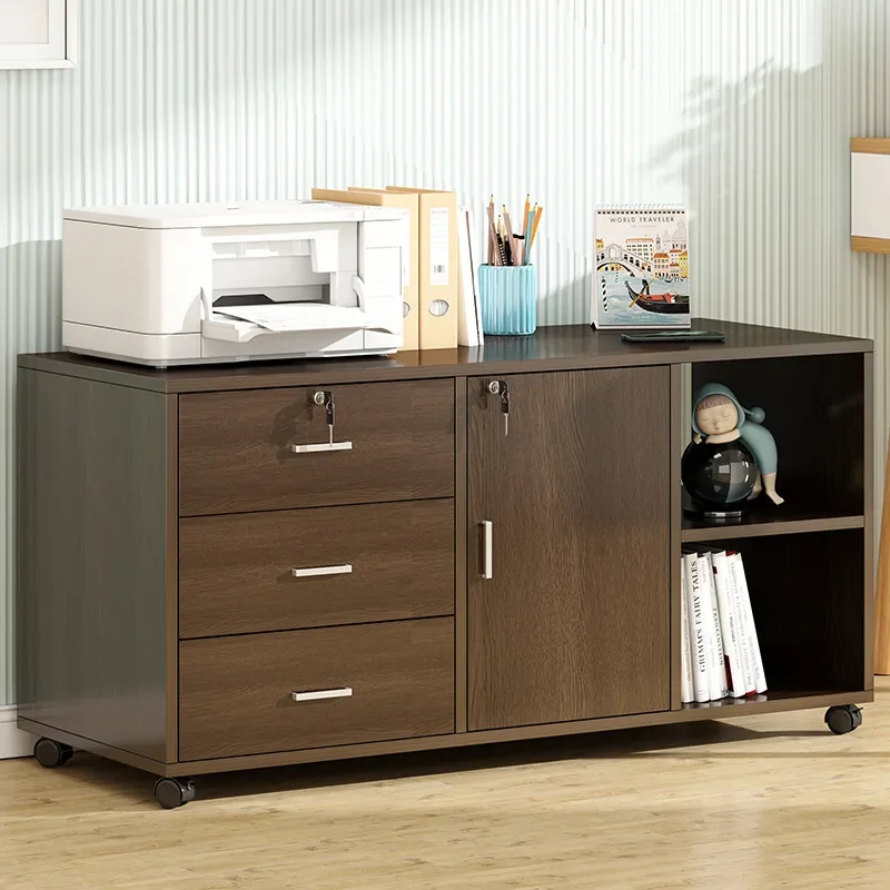 File Cabinet Under Desk Office Wooden Side Cabinet Locked