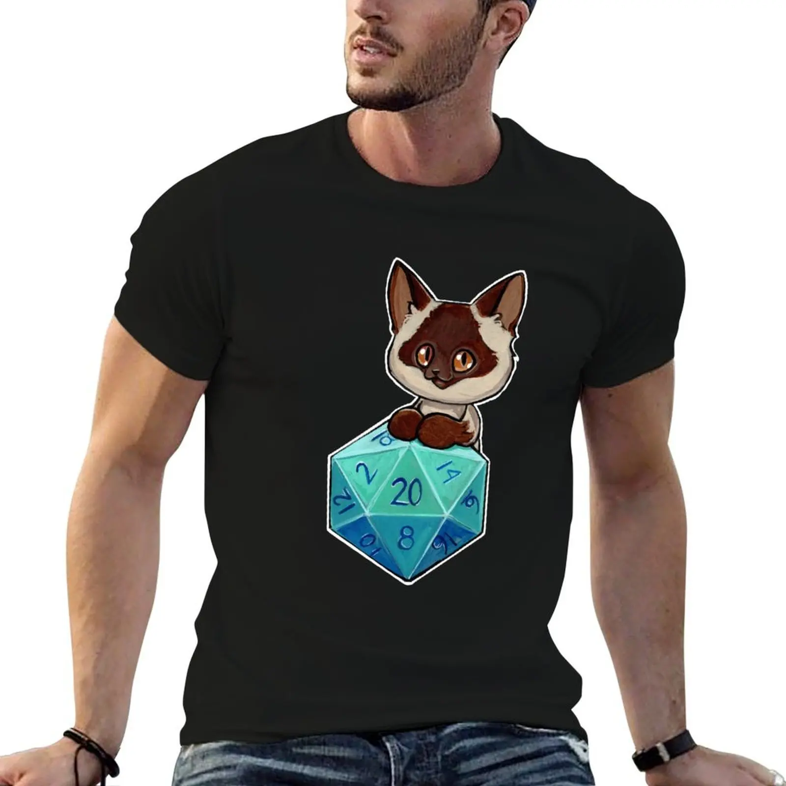20 sided dice kitten T-Shirt Holiday Lightweight T-Shirt