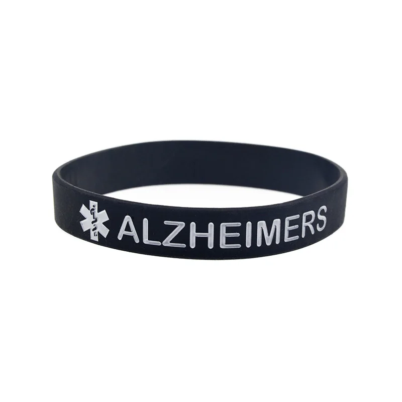 1 PC Alert Alzheimers Silicone Wristband Women Men Jewelry Medical Rubber Bracelets