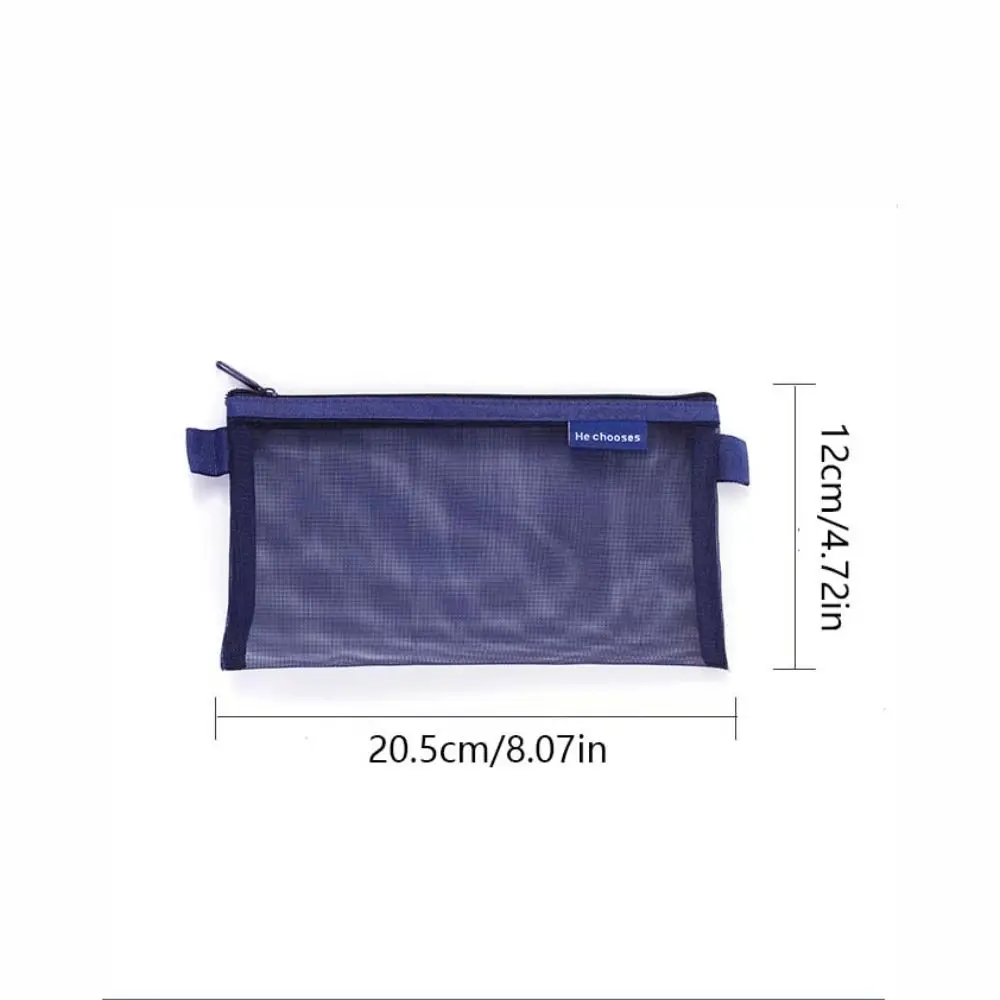 Nylon Mesh Pencil Case Retro Color Large Capacity Transparent Bills Bag Storage Bag Organizer Case Zipper Stationery Bag Lady