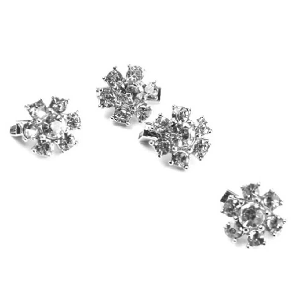 4 Pcs Boutonniere Pins Mini Flower Brooch The Flowers Rhinestone Clips for Clothes