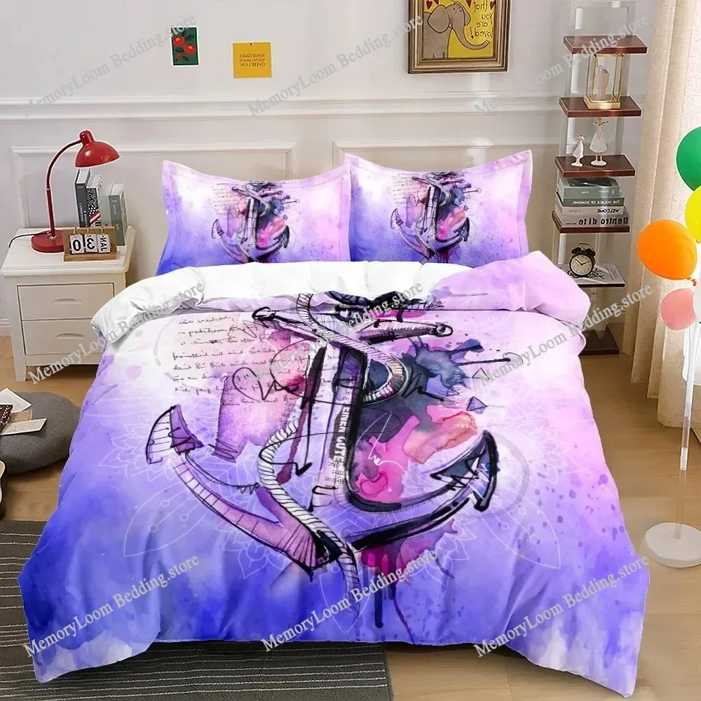 

Nautical Anchor Bedding Set Pillowcases Quilt Cover Twin Full Queen King Boat Sailing For Adult Kids 3D Duvet Cover