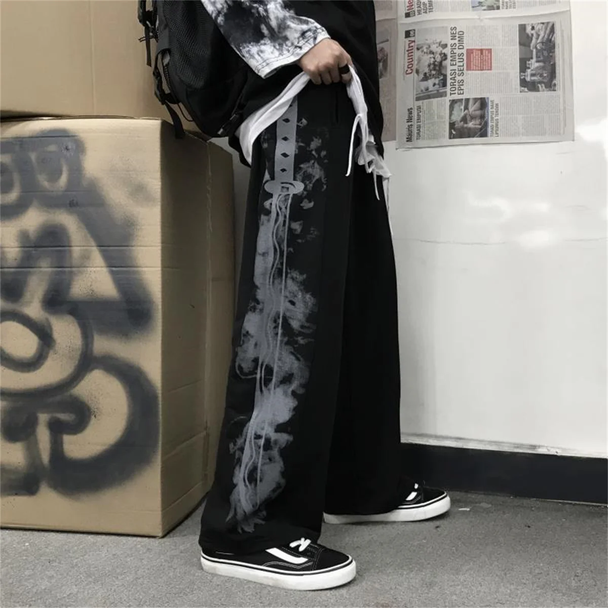 2025 Retro hombres verano vestir sueltos y casuales tendencias de moda versátil patrón recto pantalones deportivos