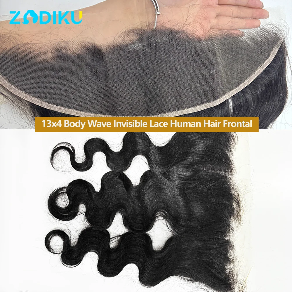 Rambut Manusia Brazilian 100% Berkualitas, Model Body Wave, Lace Frontal Transparan 13x4, Lace Closure HD 2x6, 4x4, 5x5
