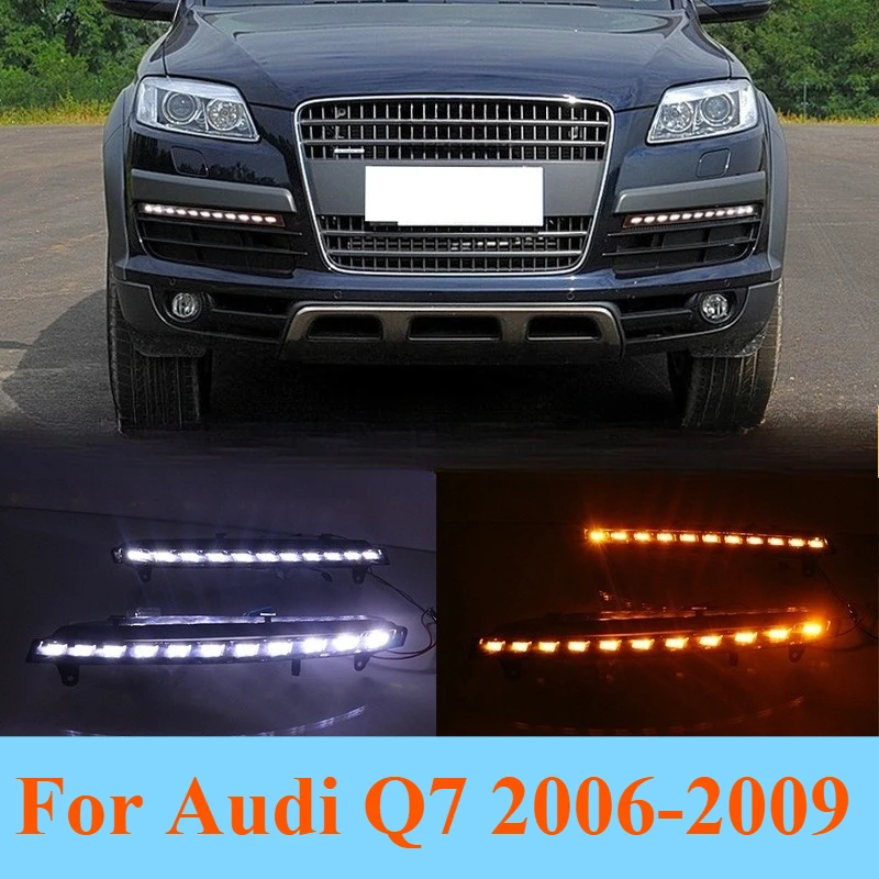 

For Audi Q7 2006-2009 DRL Daytime Running Light Turn Signal Dual Color Sequential LED Extetior Modification Upgrade Accessories