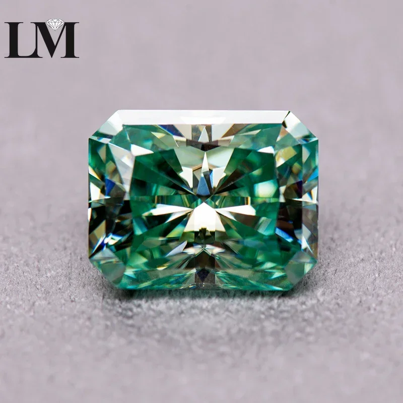 

Moissanite Stone Radiant Cut Yellow Green Color Lab Grown Gemstone For Charms Diy Jewelry Making Materials With GRA Certificate