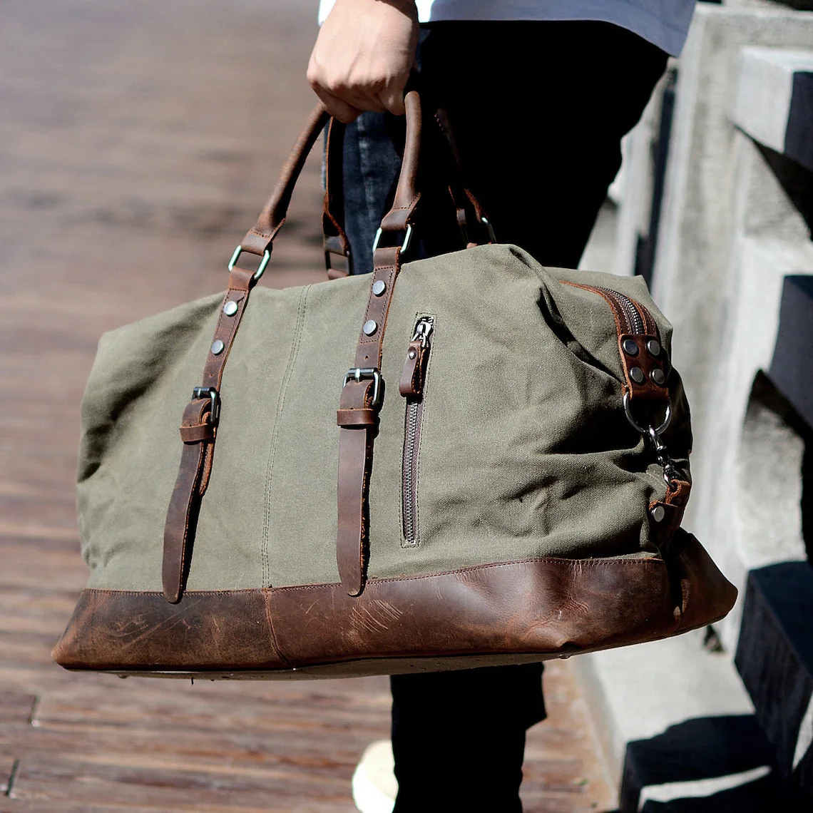 

Ruil Mens Waterproof Oil Wax Canvas Bags Travel Bags Large Capacity Luggage Wild Retro Shoulder Bag