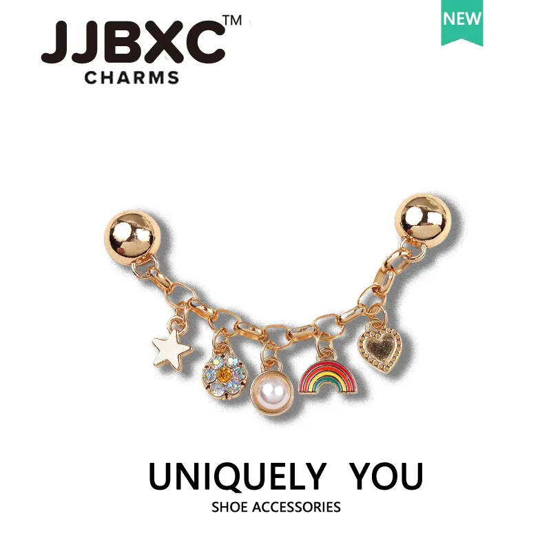 المعادن JJBXC سحر إبزيم حذاء إكسسوارات الأحذية المعدنية جوهرة سلسلة DIY الأزياء والأحذية الزينة