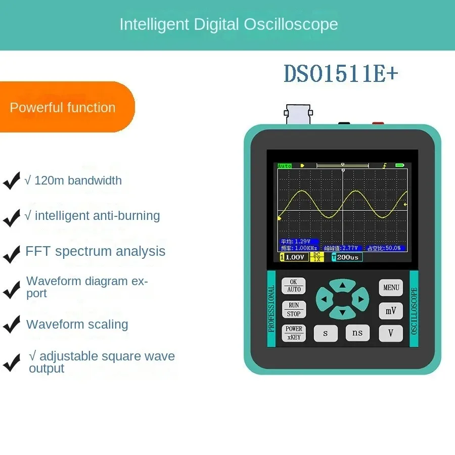 

Handheld Mini Digital Oscilloscope with 2.4 Inches TFT Color LCD Screen 120M Bandwidth 500M Sampling Rate for DIY ElectronicTest