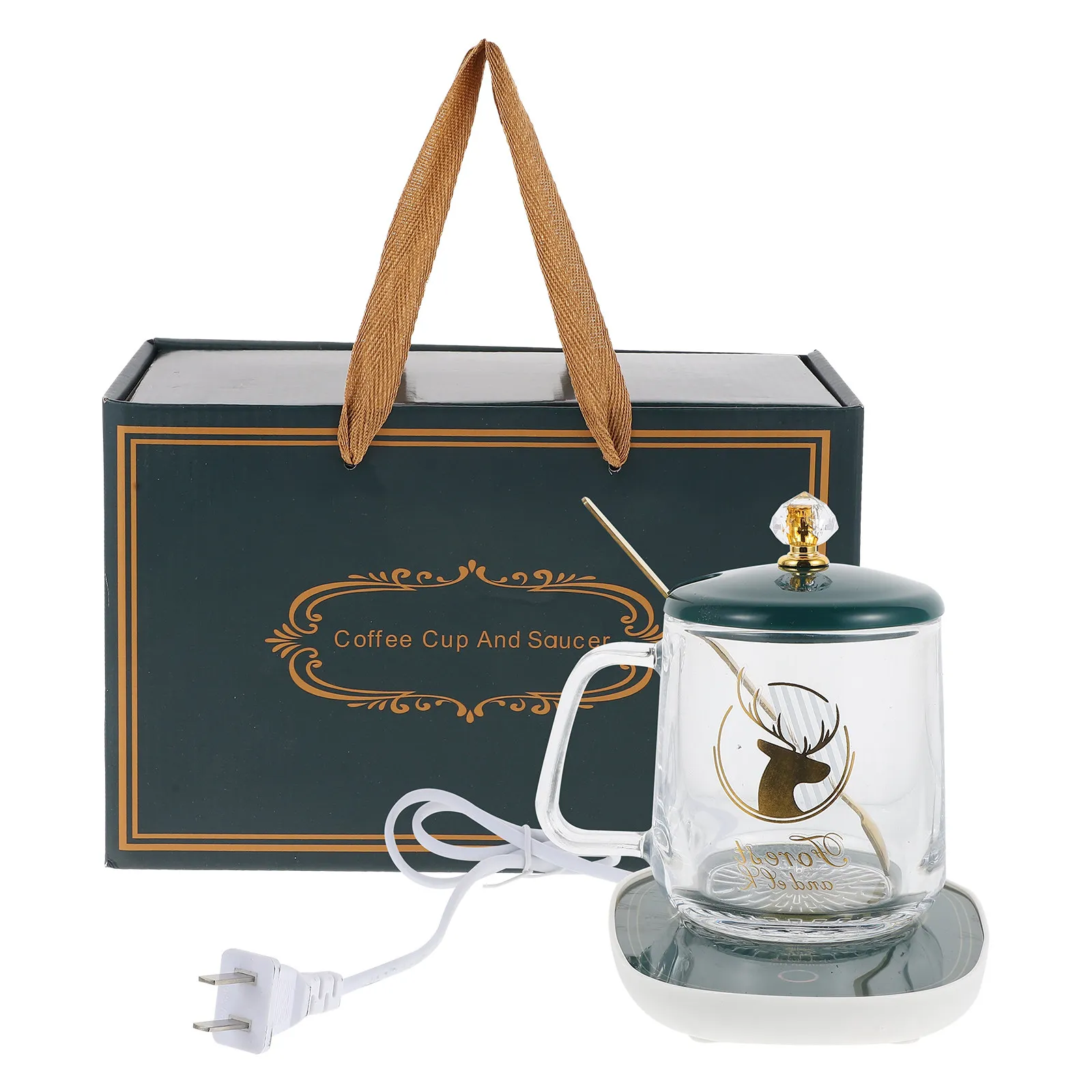 

Набор: портативная керамическая подставка-подогреватель для кружек, коврик для подогрева кофе и напитков, подарочный набор для дома, коврик-подогреватель с чашкой