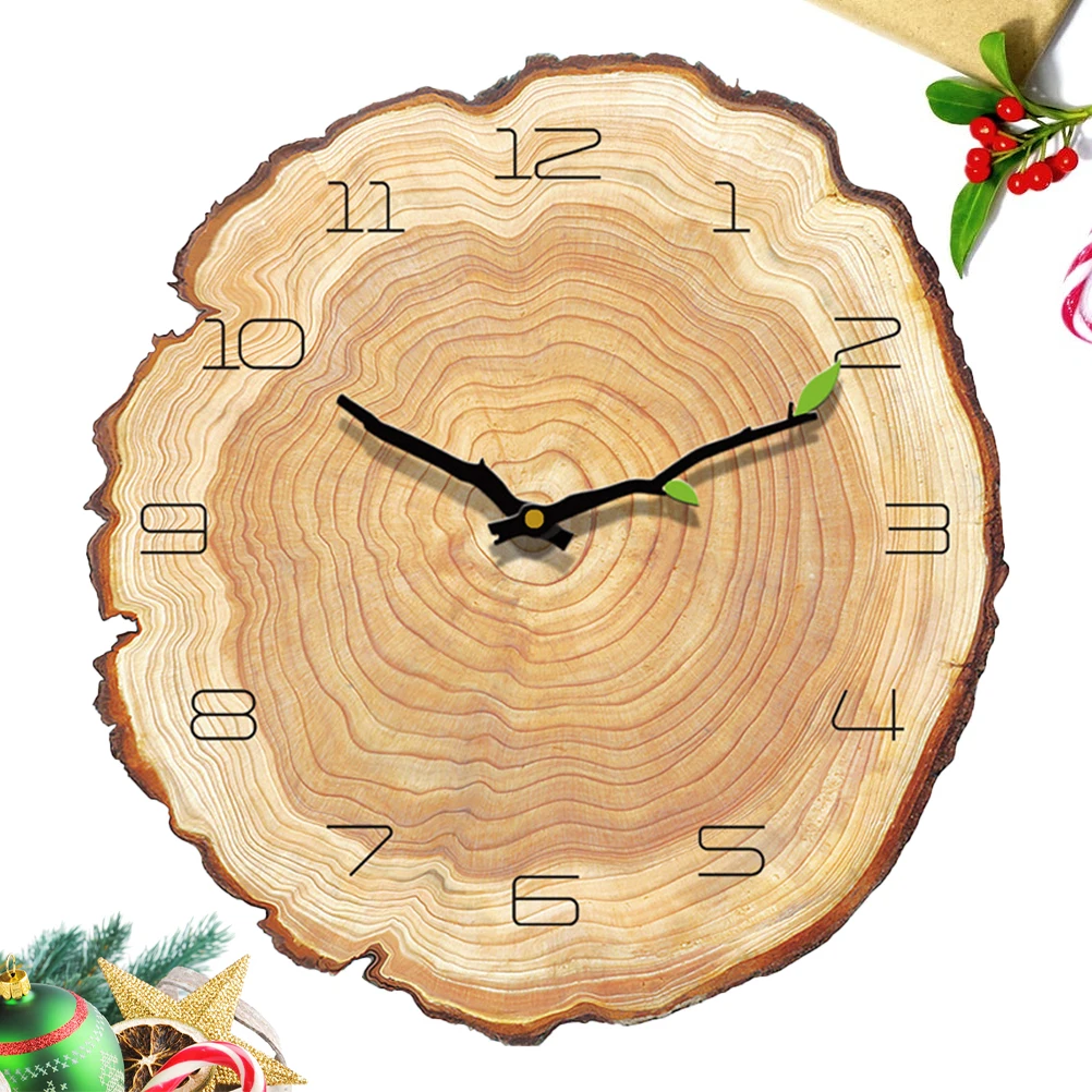 

12 Inch Silent Quartz Wall Clock Vintage Hanging Clock With Wood Grain Design For Home Office Bar Decor No