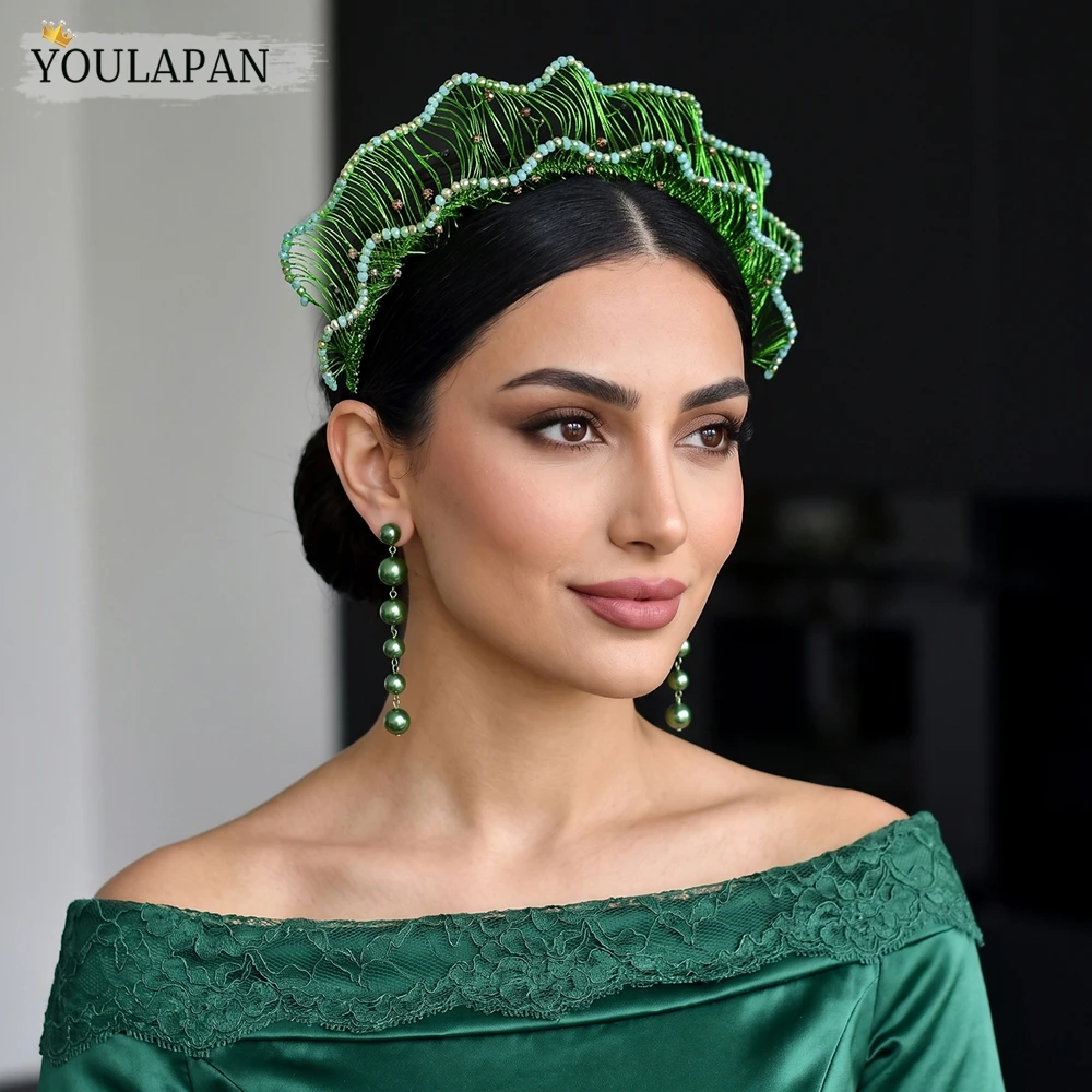 hnccx-green-color-crystal-bridal-headband-handmade-multi-layer-bead-women's-hair-hoop-suitable-for-wedding-holiday-headwear-a22