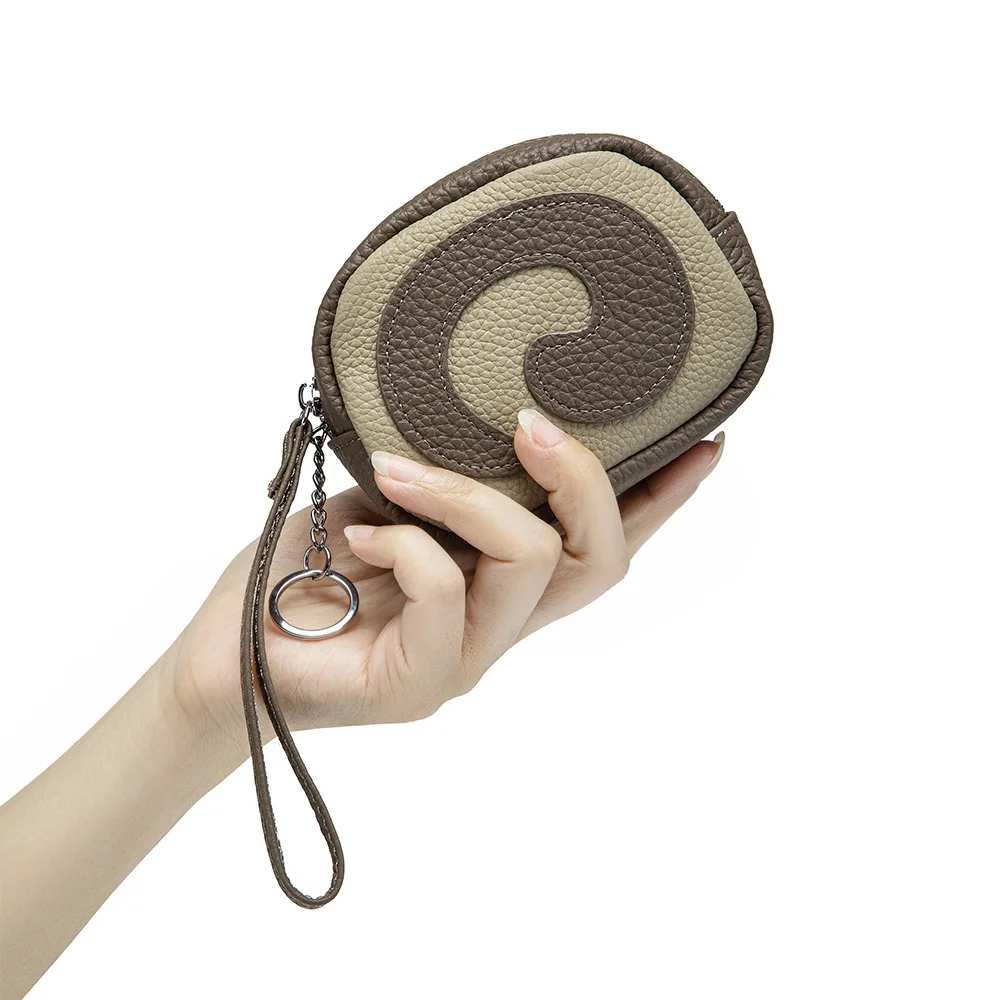 Portable Swiss Roll Shaped Zipper Storage Coin Pouch Women's Leather Coin Purse For Earphone Key Cosmetic Small Items