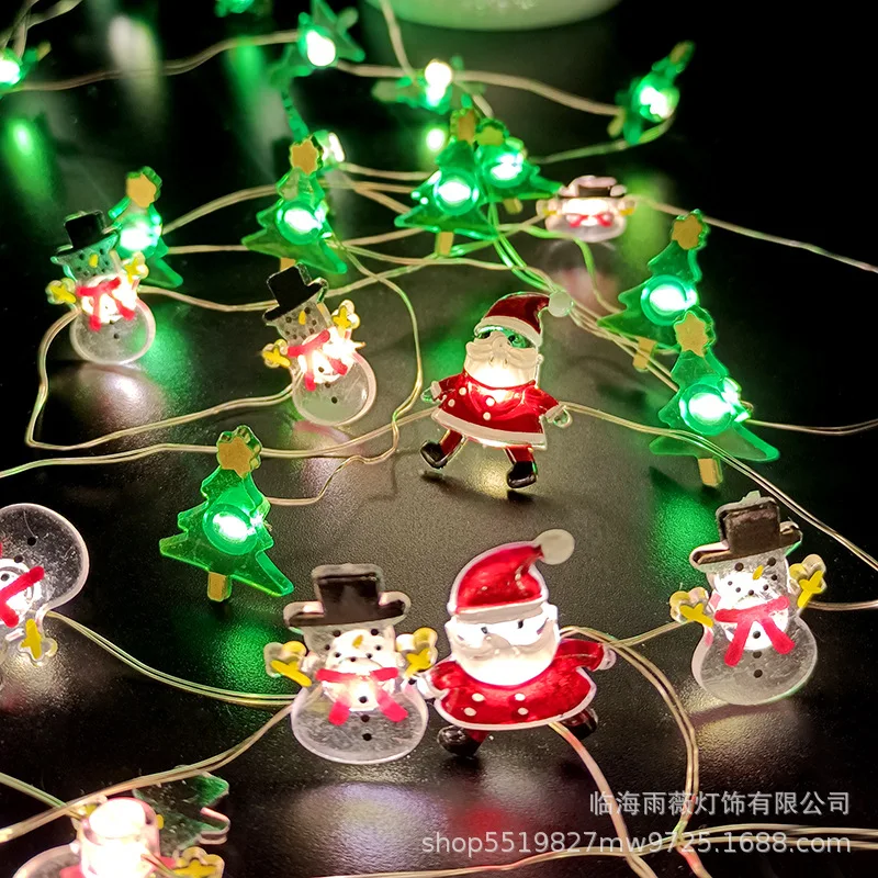 2024 Christmas Lights String Santa Claus Snowman Battery-operated Garland LED Christmas Decorative Light Party New Year's Decor