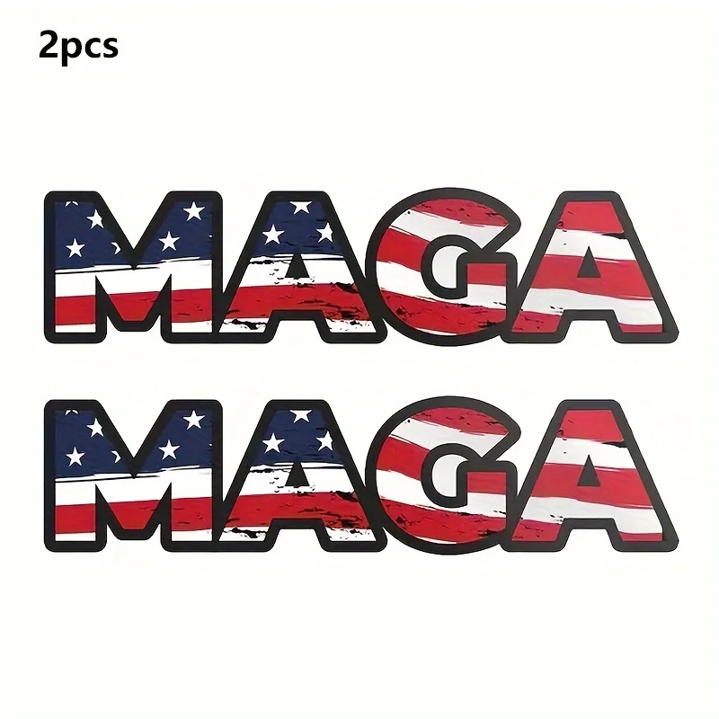 

2pcs Maga USA American Flag Vinyl Sticker, Make America Great Again Sticker Maga For Car Motorcycle