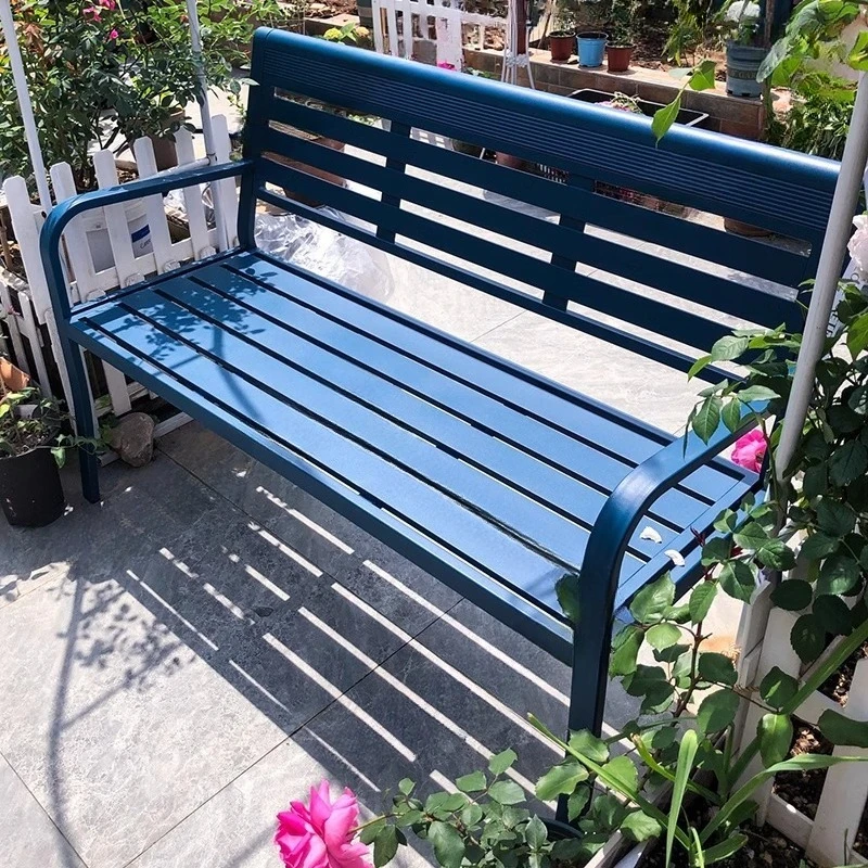 Park Chair Outdoor Bench Aluminum Backrest Patio Outdoor Waterproof Anti-rust Bench Rest Bench