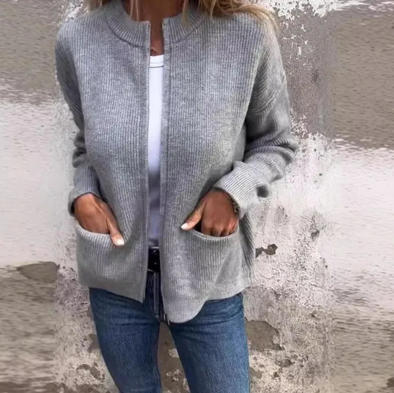 

Winter New Product Leisure Fashion Color Pocket Zipper Outerwear Women's Clothing