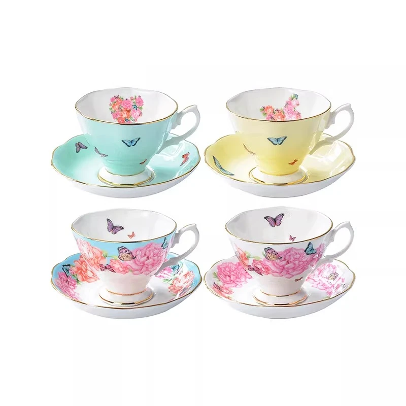 

Kerr bone china coffee cup saucer tea cup eight-piece gift box