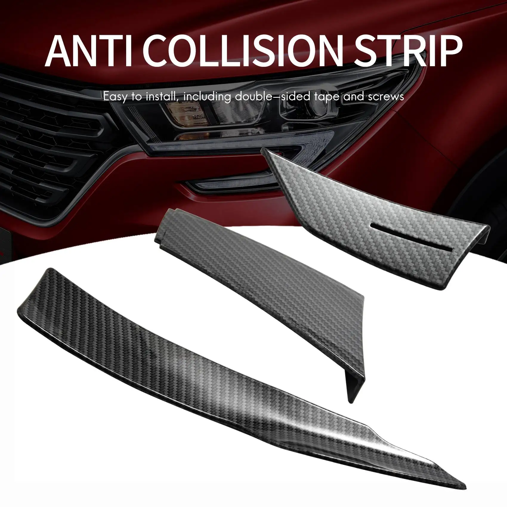 Universal Carbon Fiber Look Car Front Bumper Lip Splitter Fins Body Canards Diffuser Spoiler for