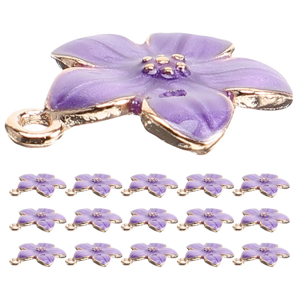 20 pçs mini esmalte flor encantos bonito pequeno flor de cerejeira pingentes para diy jóias fazendo pulseiras colares chaveiros