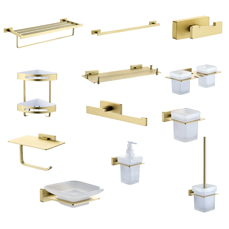 High Quality hotel Luxury 304 Stainless Steel Gold Bathroom Accessories Set