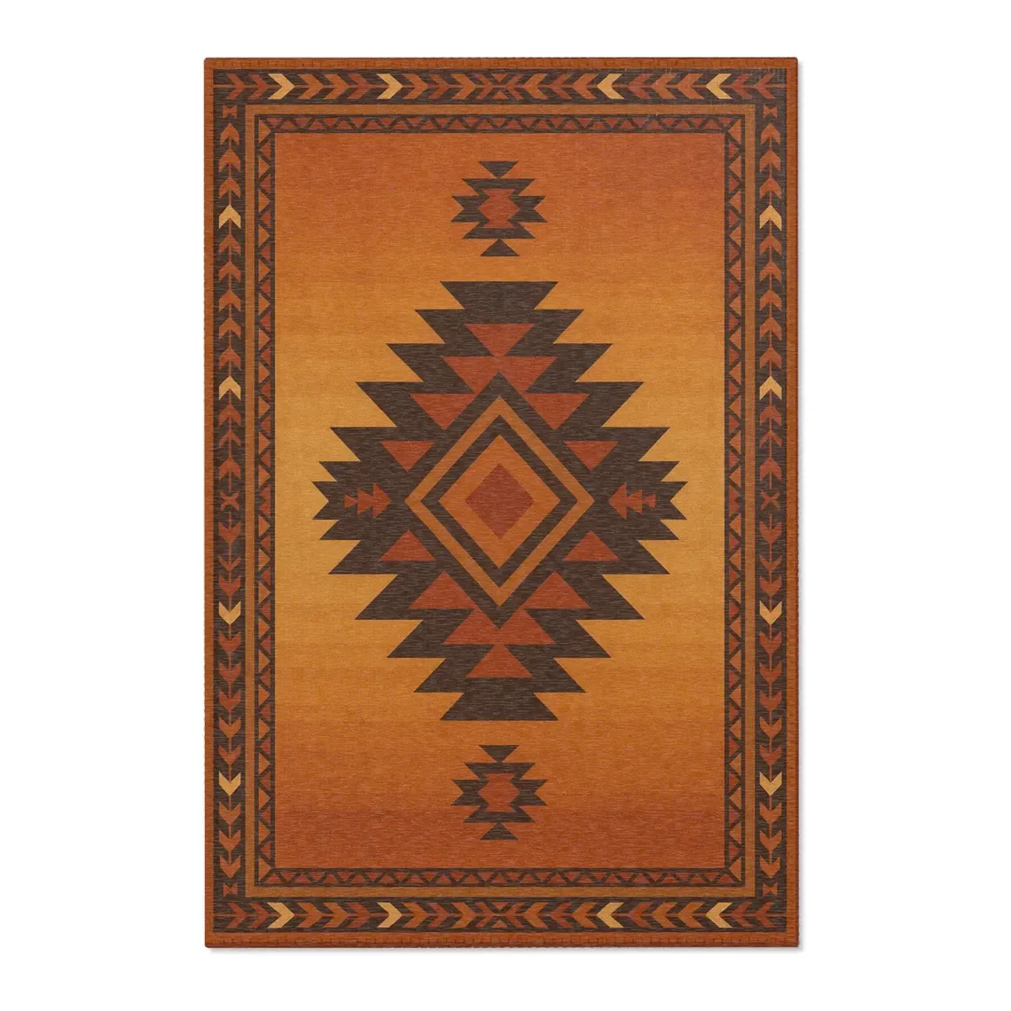 Blue Yellow Floral Center Symmetrical Persian Area Rug Elegant Printed Carpet for Bedroom Stylish Floor Mat Accent Piece