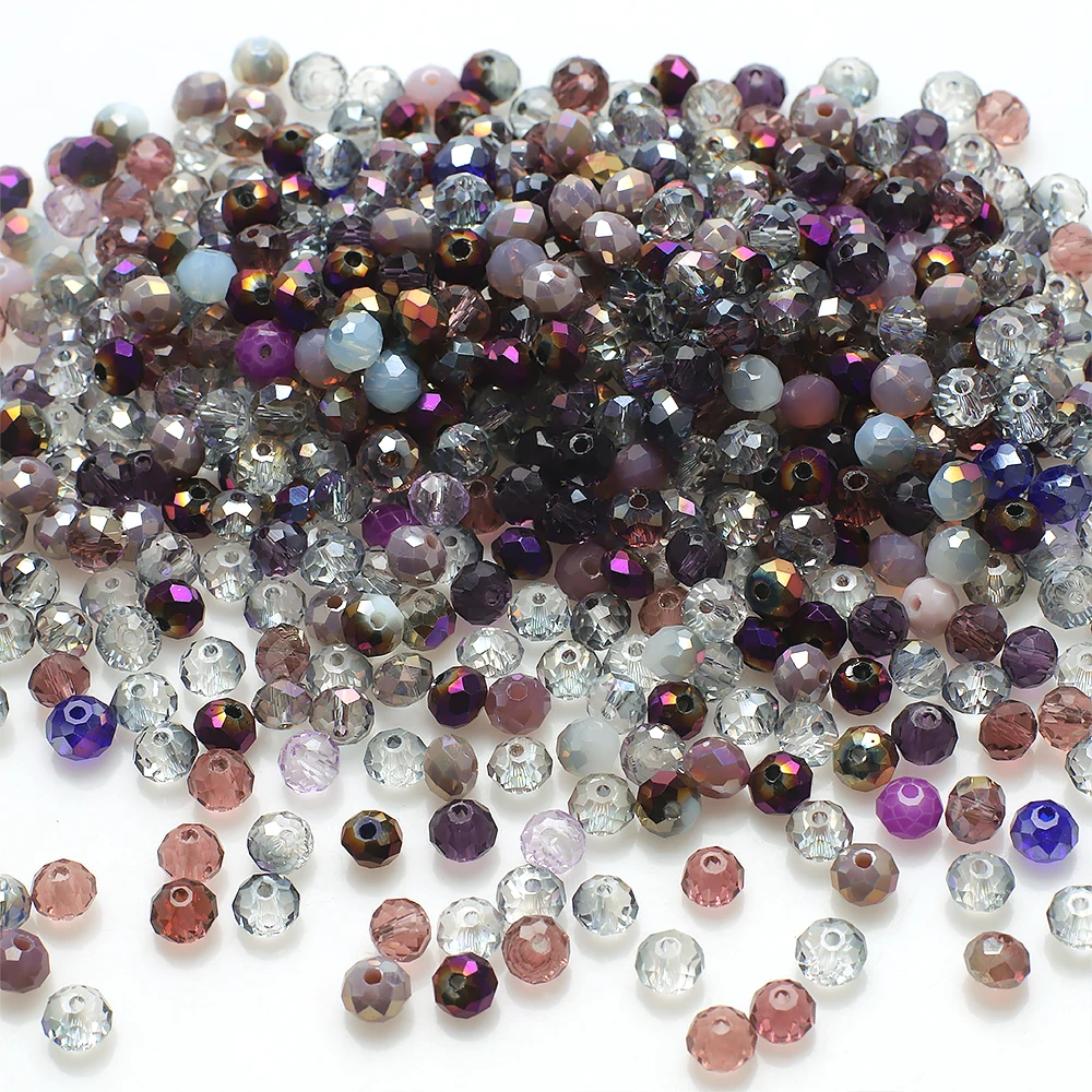 500Pcs/Lot 4MM AB Crystal Glass Rondelle Faceted Loose Spacer Round Beads for DIY Making Necklace Bracelet Jewelry Accessories