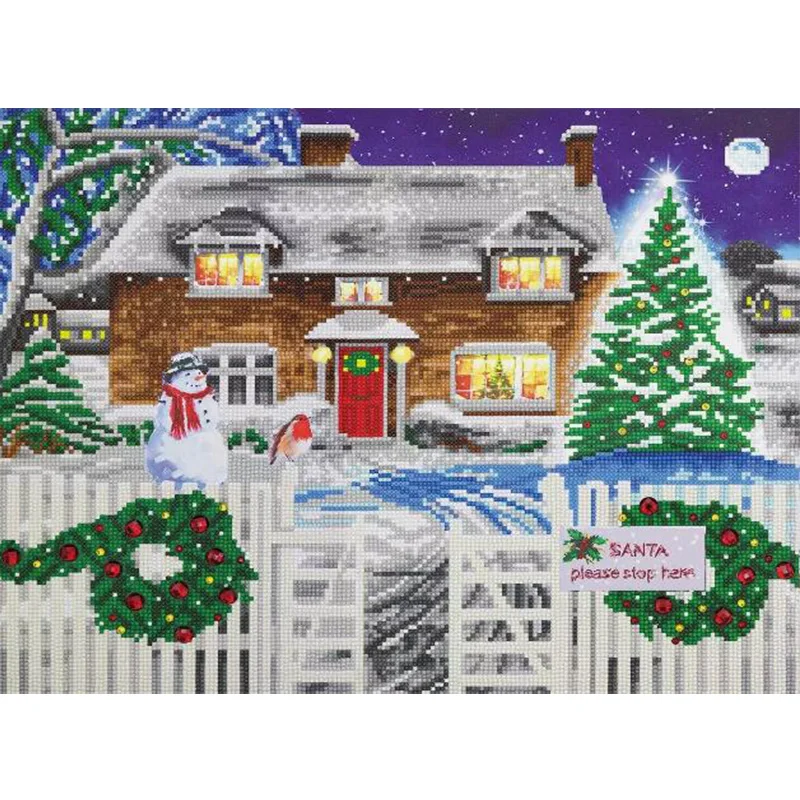 

AB алмазная живопись, мультяшный рождественский дом, Набор для вышивки, настенное украшение, подвесная живопись