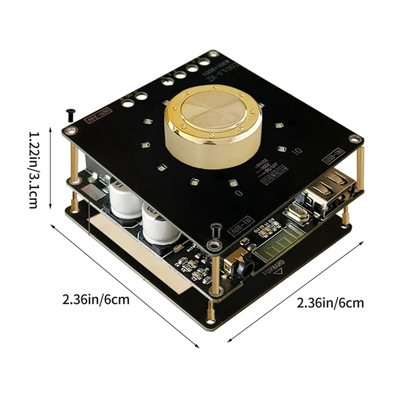 ABBH-ZK-F1002 5.1Bluetooth Power Amplifier Board 100W 2.0Channel Amplifier Board with Short Circuit Protection for Sound