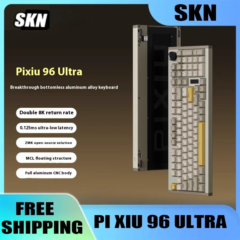 

SKN Pi Xiu 96, механическая клавиатура со сверхнизкой задержкой, беспроводная, три режима, двойная скорость возврата 8 К, MCL, подвесная архитектура