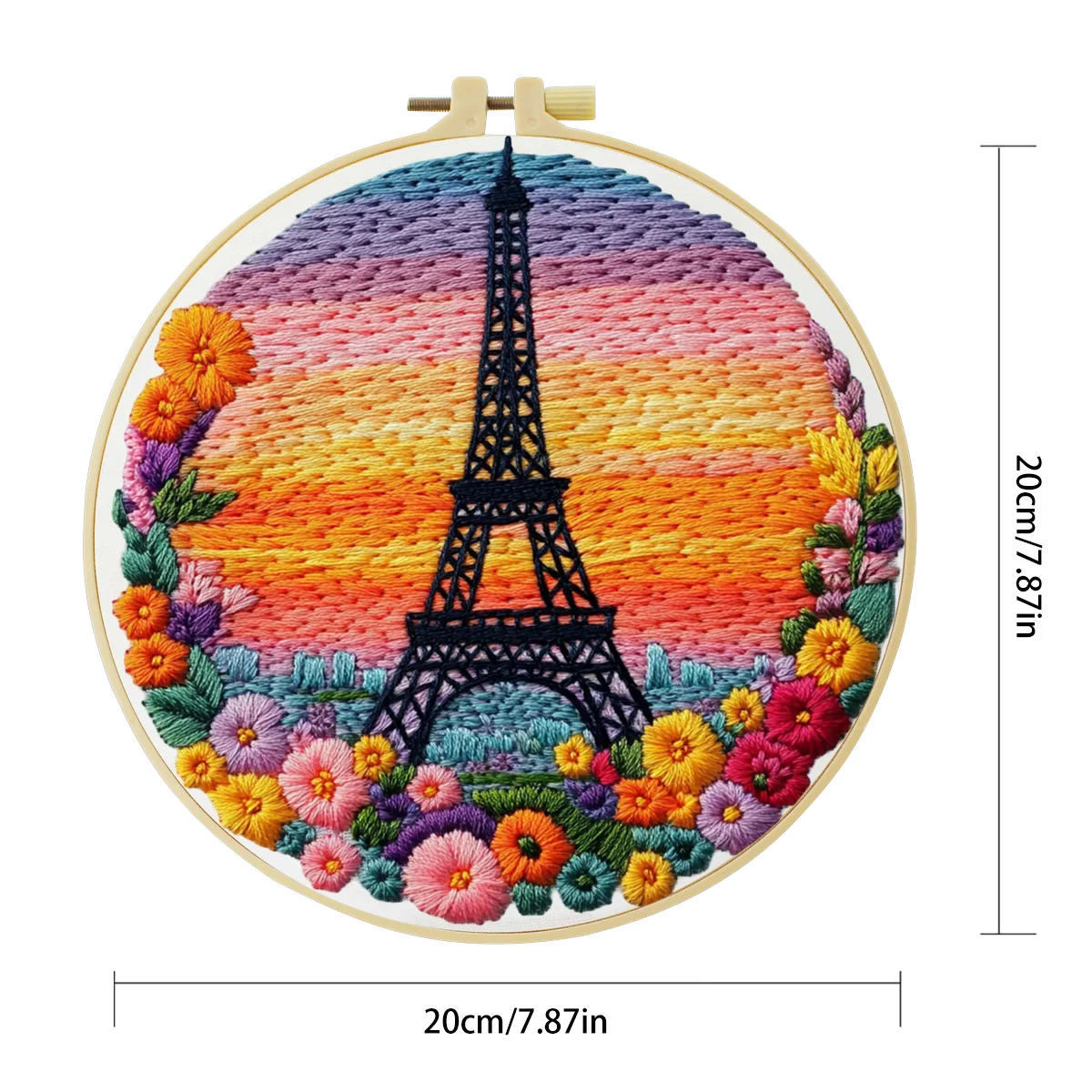1 Stück 20X20CM/15X15CM 7,87/6,3 Zoll Eiffelturm Stickerei Starter-Kit DIY-Kit DIY-Stickerei-Set Handarbeiten Nadelkunst – Detail 2