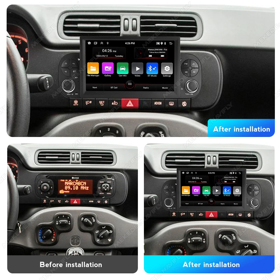 7\'\' 2Din Carplay 2+32G Android 13 For Fiat Panda 2013-2020 GPS Navigation Car Player WIFI Bluetooth Radio RDS BT