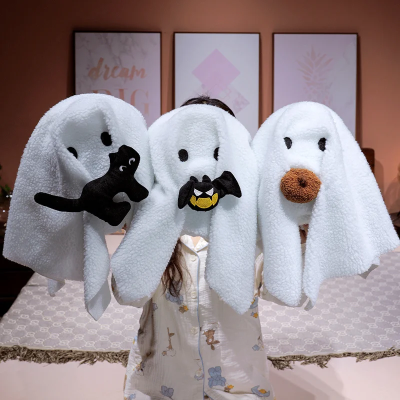45cm divertido nuevo fantasma de Halloween muñeco de peluche almohada calabaza gato bat toalla fantasma juguete de peluche decoración del hogar regalo de Halloween para niños