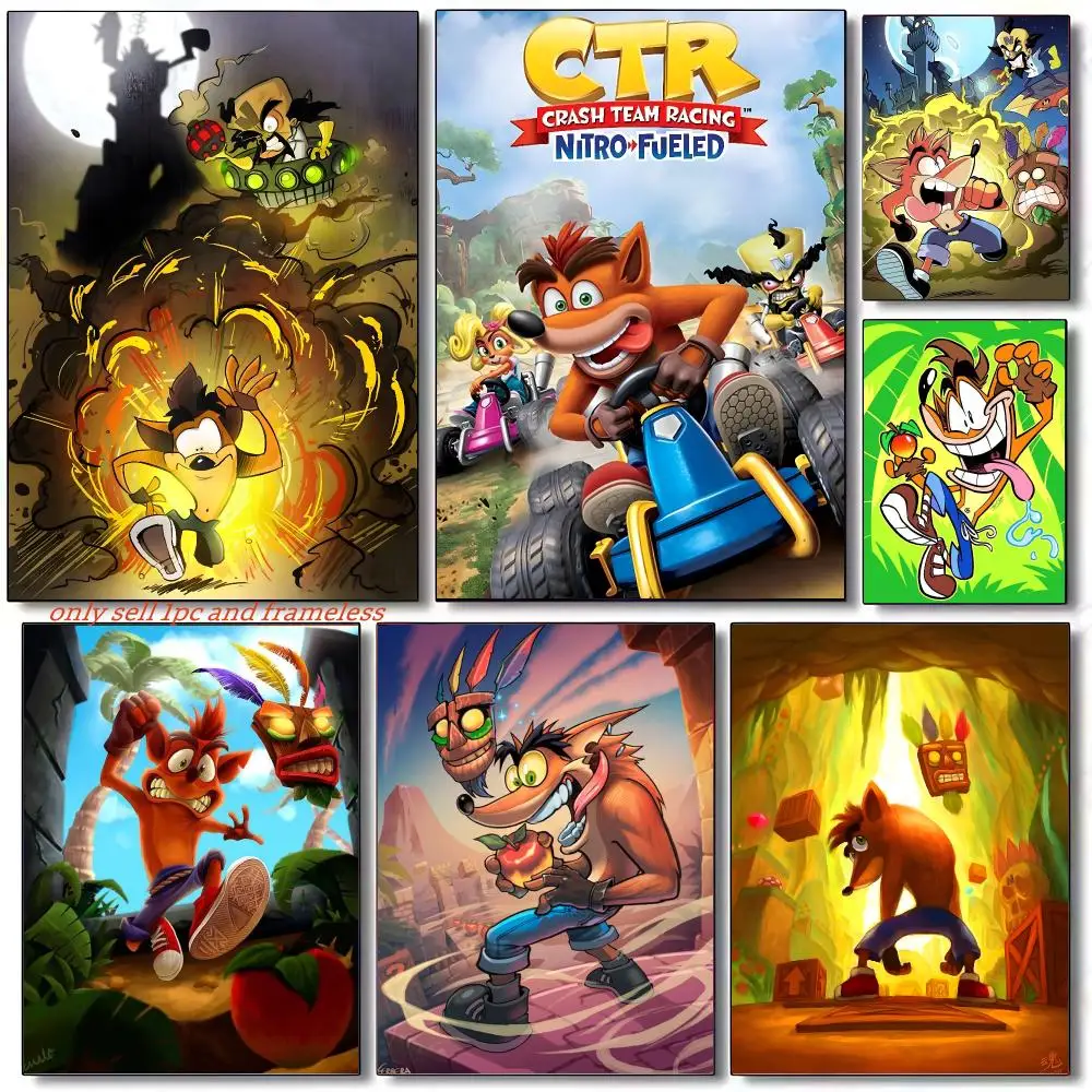 Anime Game C-Crash Bandicoot Poster Modern and Elegant Wall Stickers for Home Decor Living Room Dormitory Wall Art